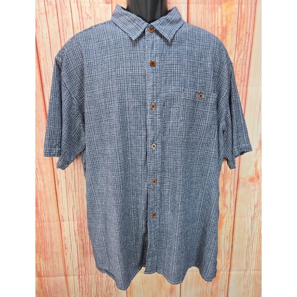 Orvis Mens Classic Fit Short Sleeve Shirt XXL Blue Check Hemp Blend - Picture 1 of 8